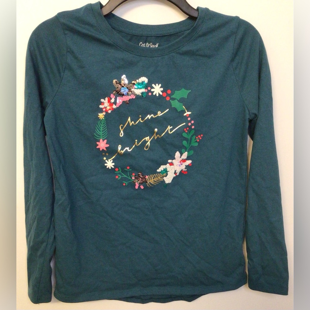 Cat & Jack shine bright holiday long sleeve shirt size girls XL - Picture 1 of 2